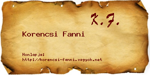 Korencsi Fanni névjegykártya